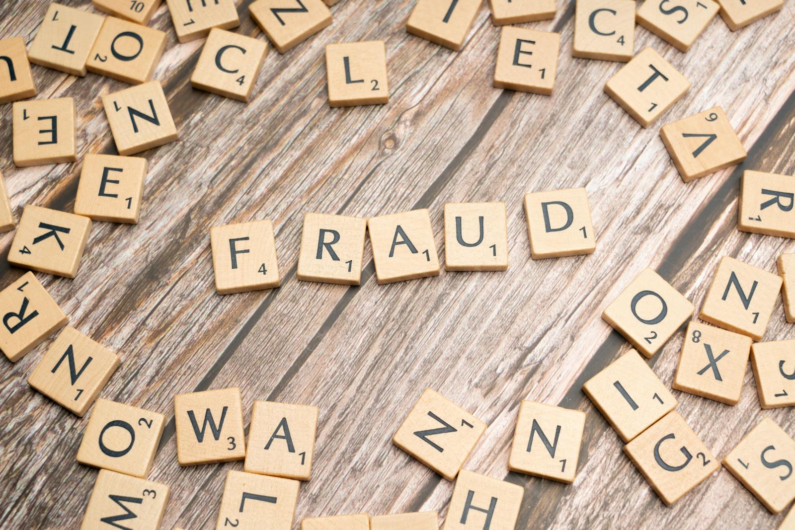 The word fraud spelled out in scrabble letters